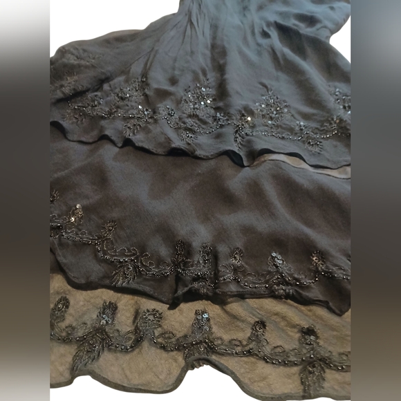 Vtg Dressbarn Tiered Ruffle Layer Sequin Midi Dress Romantic Whimsigoth 16 - Picture 11 of 11